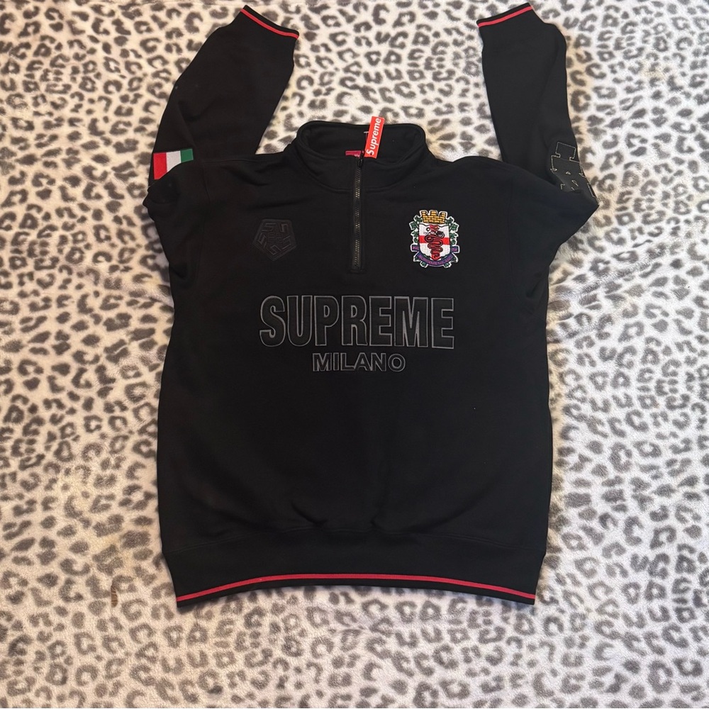 Supreme Black Zip Up Sweater